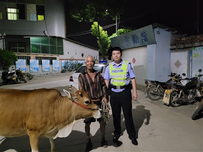 老牛自行掙脫韁繩走丟 民警兩小時(shí)幫村民找回